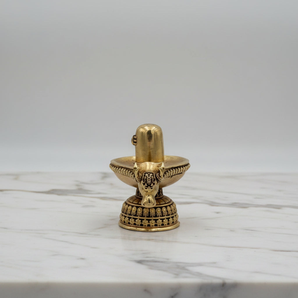 Brass Shivling with Nandi Mukh – Sacred Temple Decor