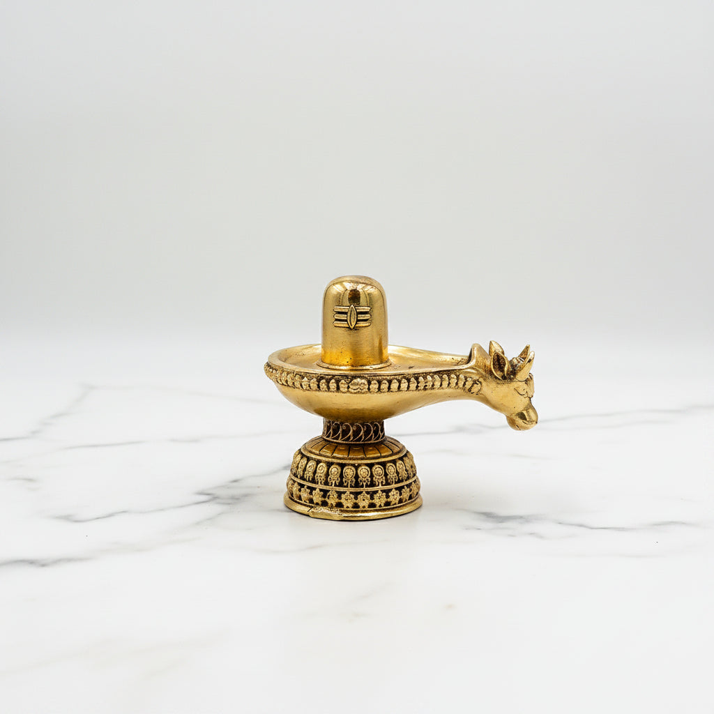 Brass Shivling with Nandi Mukh – Sacred Temple Decor