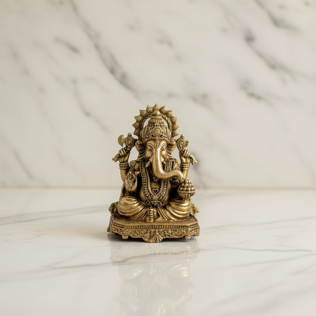 Brass Small Ganesha Idol – Divine Home Temple Decor