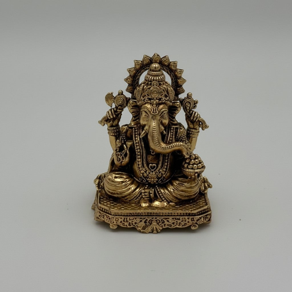 Brass Small Ganesha Idol – Divine Home Temple Decor