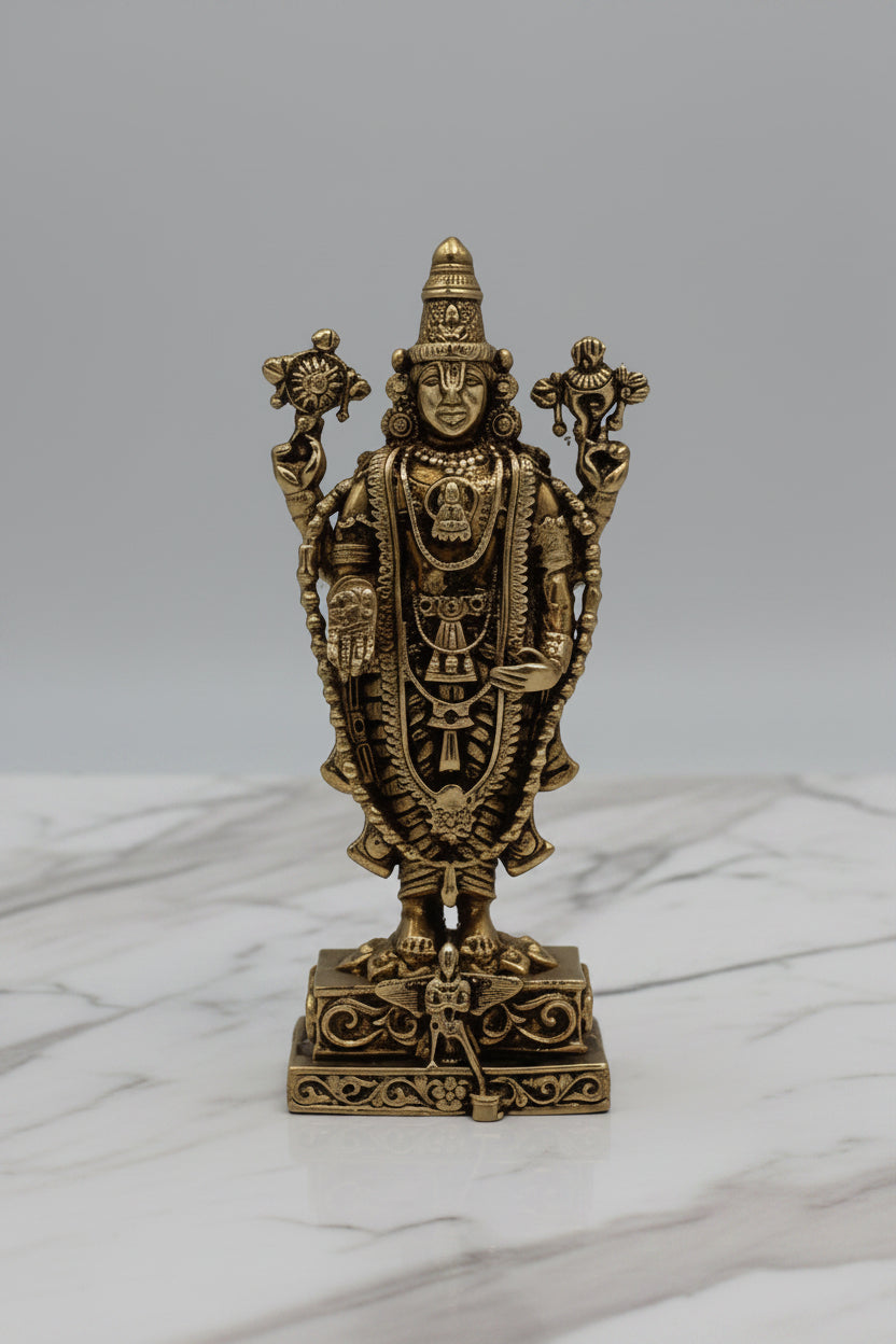 Brass Small Tirupati Idol – Divine Balaji Temple Decor