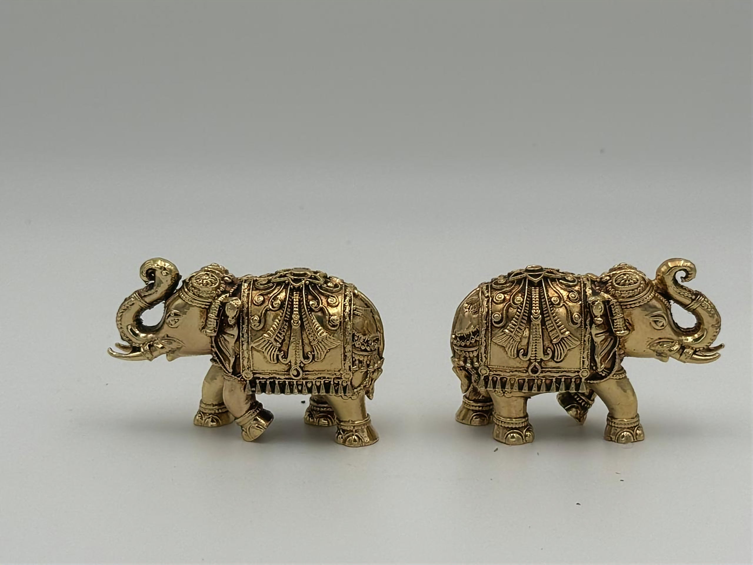 Brass Small Elephant Pair Set – Auspicious Home Temple Décor