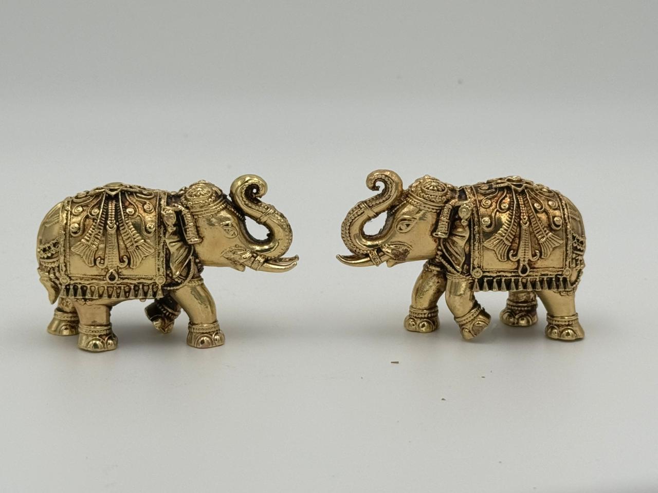 Brass Small Elephant Pair Set – Auspicious Home Temple Décor