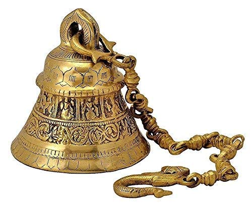 Brass Vishnu dasavtar Heavy Fully Carved Bell with Chain for Home/Temple