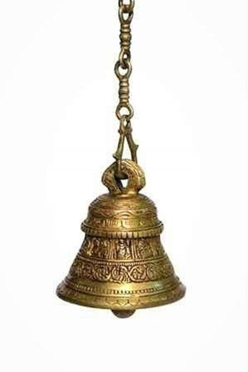 Brass Vishnu dasavtar Heavy Fully Carved Bell with Chain for Home/Temple