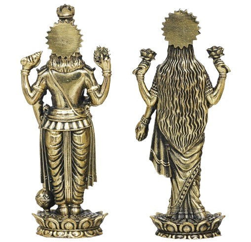 brass vishnuji and lakshmiji statue for home/office/home decor/gift item, Golden, 160224g