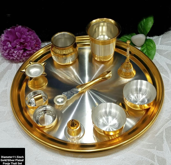 Silver and Golden Pooja thali Combo Set