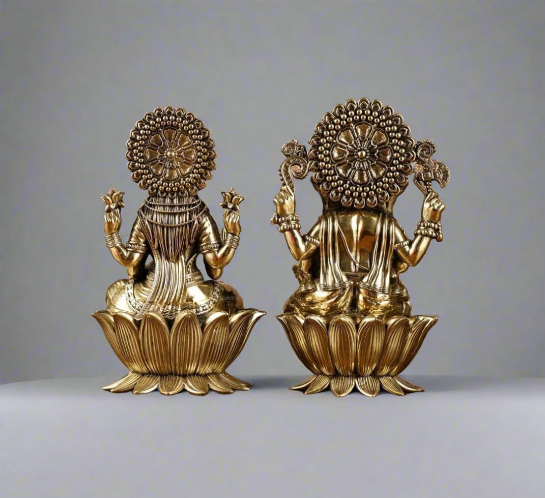 Brass Lakshmi Ganesh Idol – Handcrafted Miniature for Home Temple, Office Decor & Auspicious Gifting