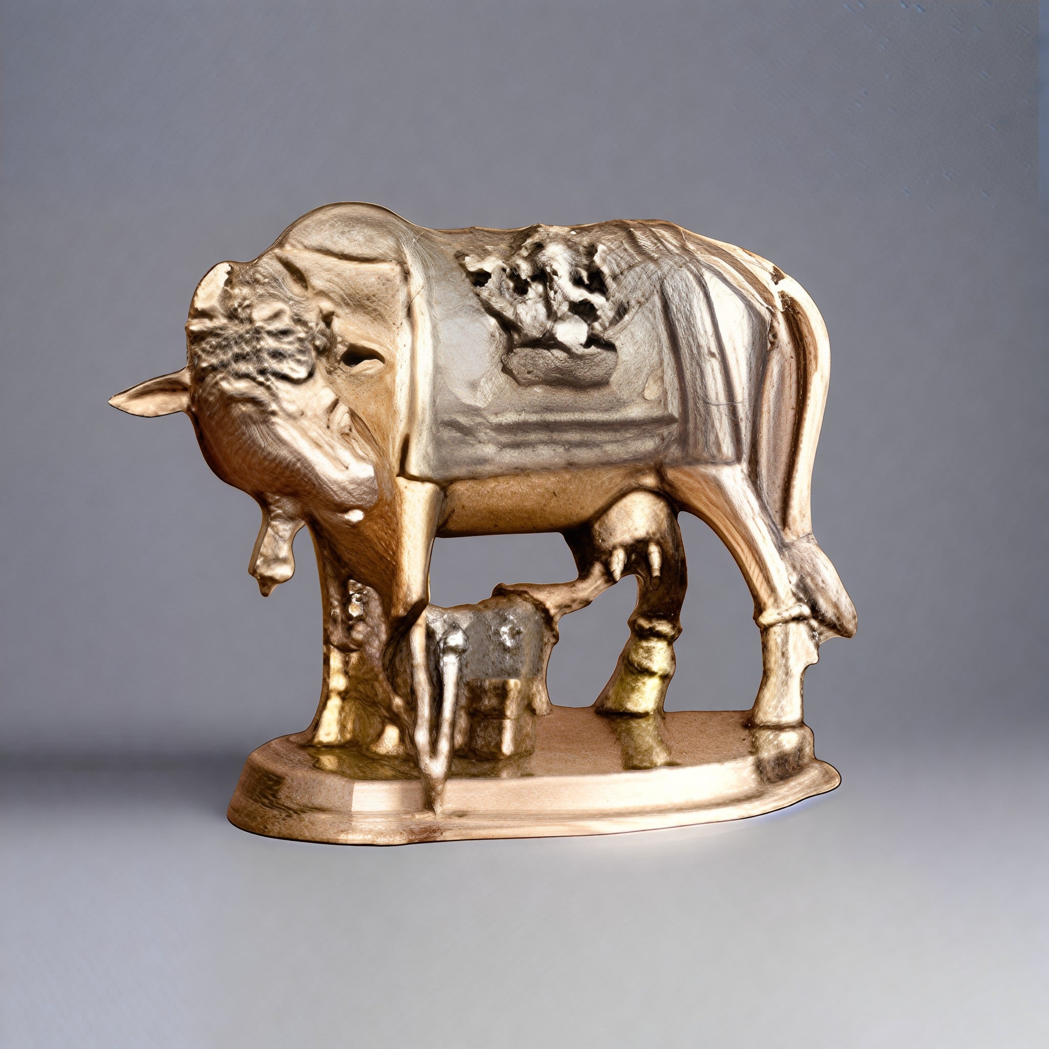 Brass Kamadhenu Cow & Calf Idol – Handcrafted Decor for Home Temple, Office & Auspicious Gifting