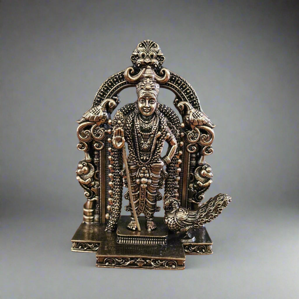 Lord Murugan | Kartikeya Brass Idol | 5-Inch Divine Warrior Statue for Courage, Protection & Victory