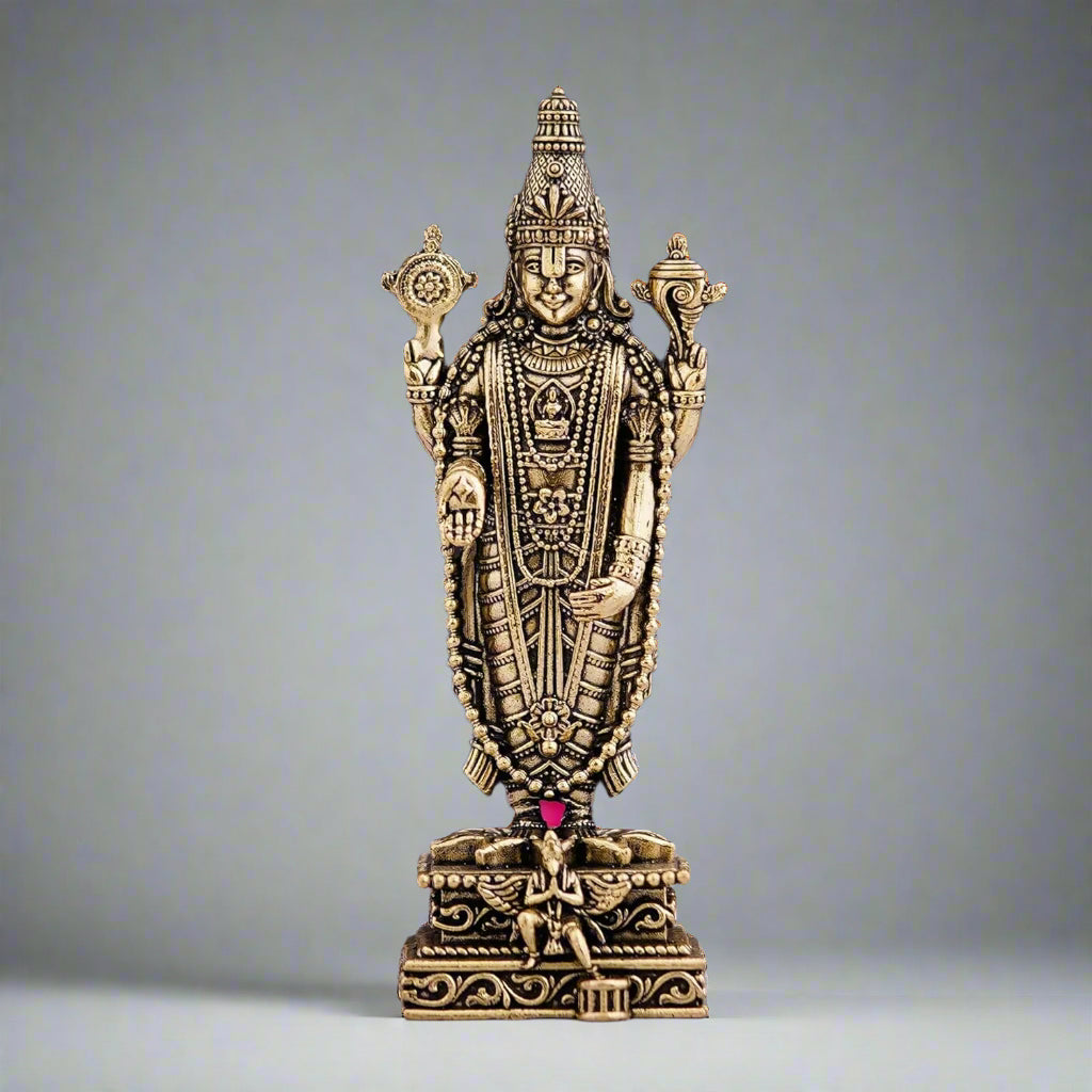 Tirupati Balaji Brass Idol – 6-Inch Lord Venkateswara Standing Murti | Venkatachalapati Srinivasa Statue