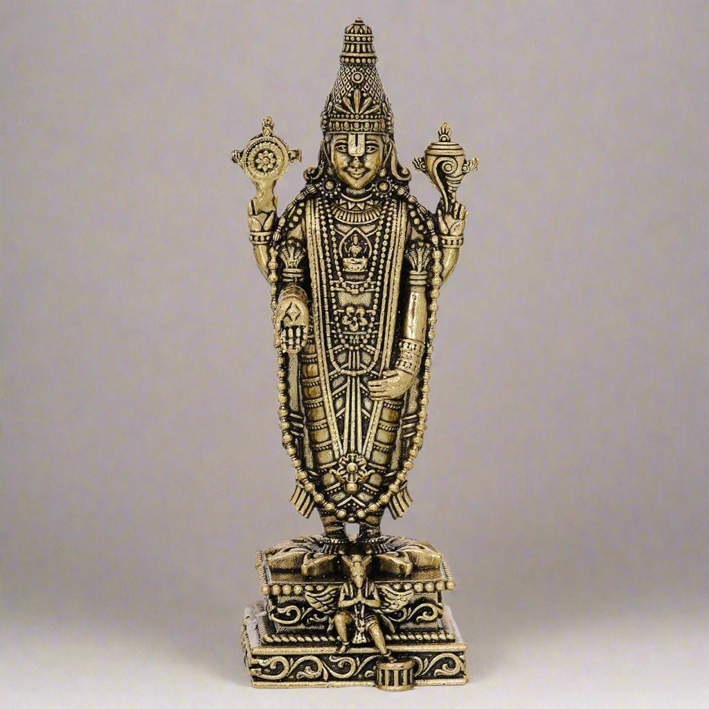 Tirupati Balaji Brass Idol – 6-Inch Lord Venkateswara Standing Murti | Venkatachalapati Srinivasa Statue