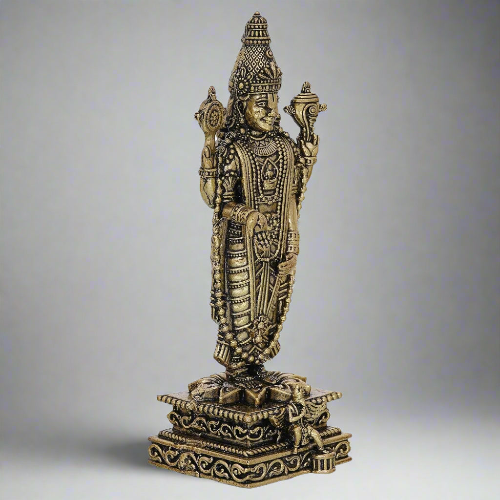 Tirupati Balaji Brass Idol – 6-Inch Lord Venkateswara Standing Murti | Venkatachalapati Srinivasa Statue