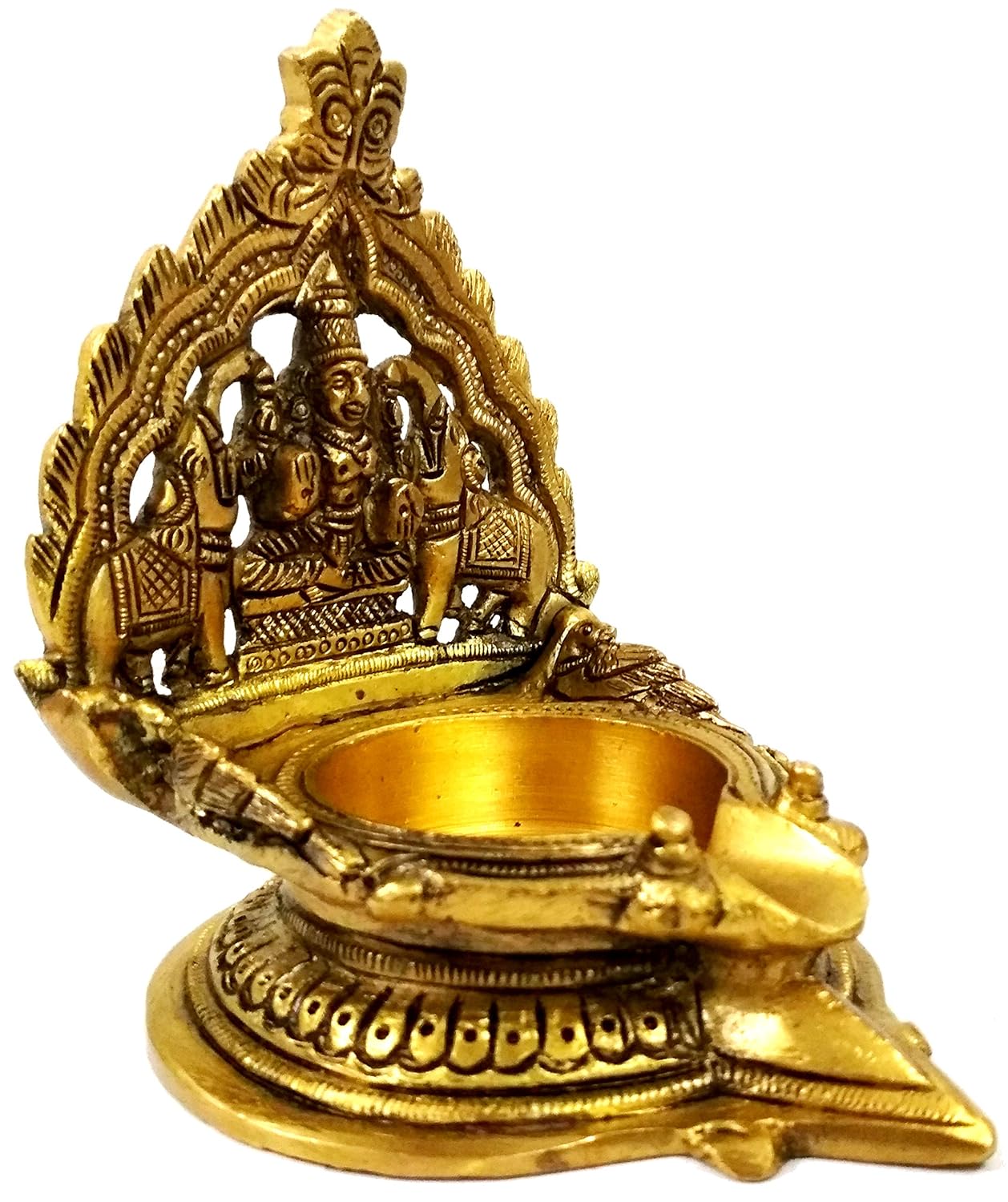 Brass Gajalakshmi Diya – Divine Oil Lamp of Prosperity | Lakshmi with Elephants | Auspicious Pooja Deepam for Temple