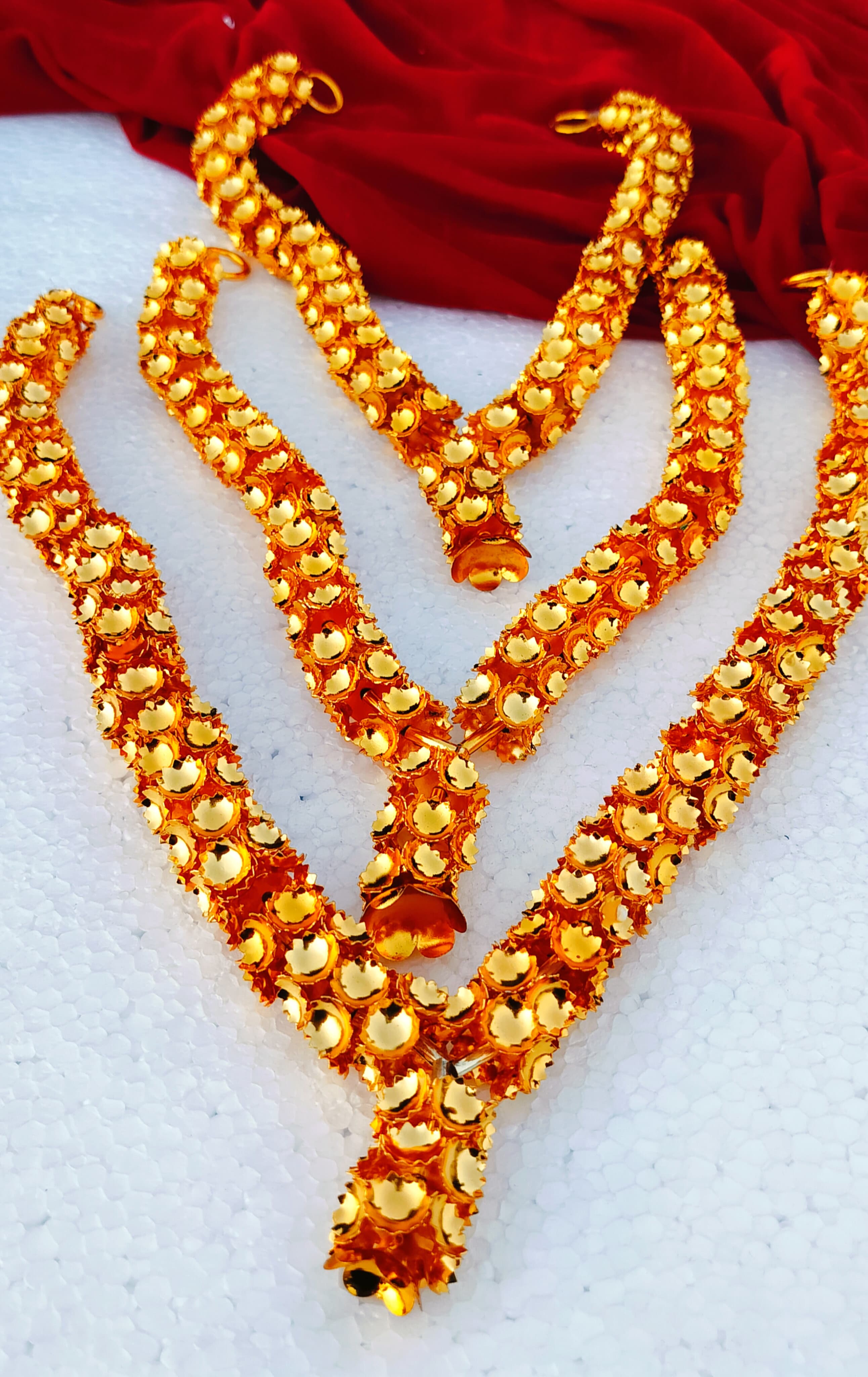 German silver Golden malla for gods idol , 25"