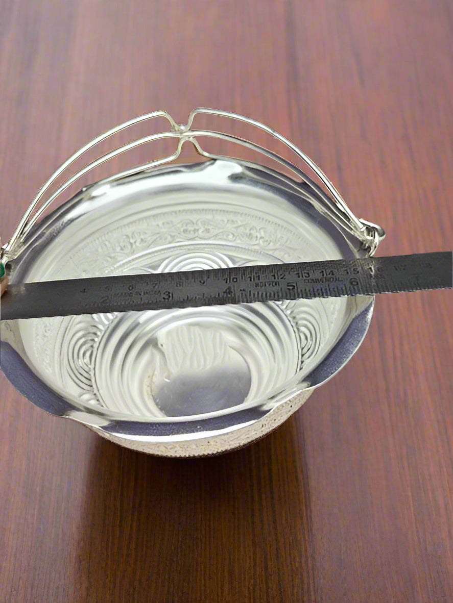 german silver bowl with handle , sweets, snacks, gift item
