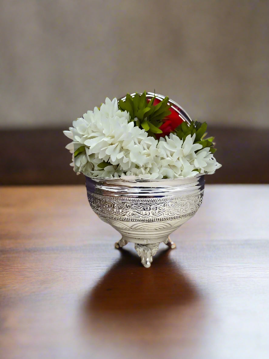 german silver bowl with handle , sweets, snacks, gift item