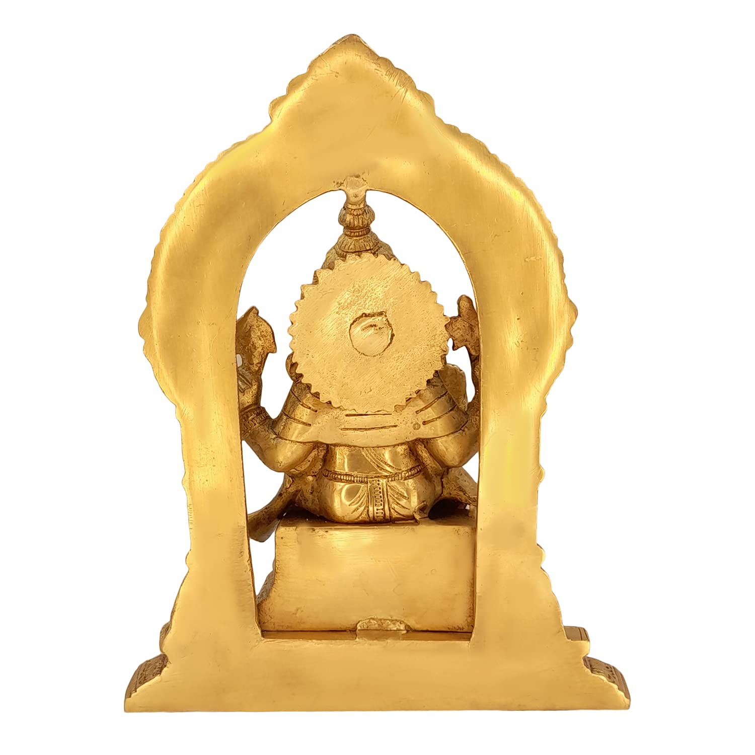 Brass Ganesh Idol Sitting on a sing Hasan with mushak/Rat Statue