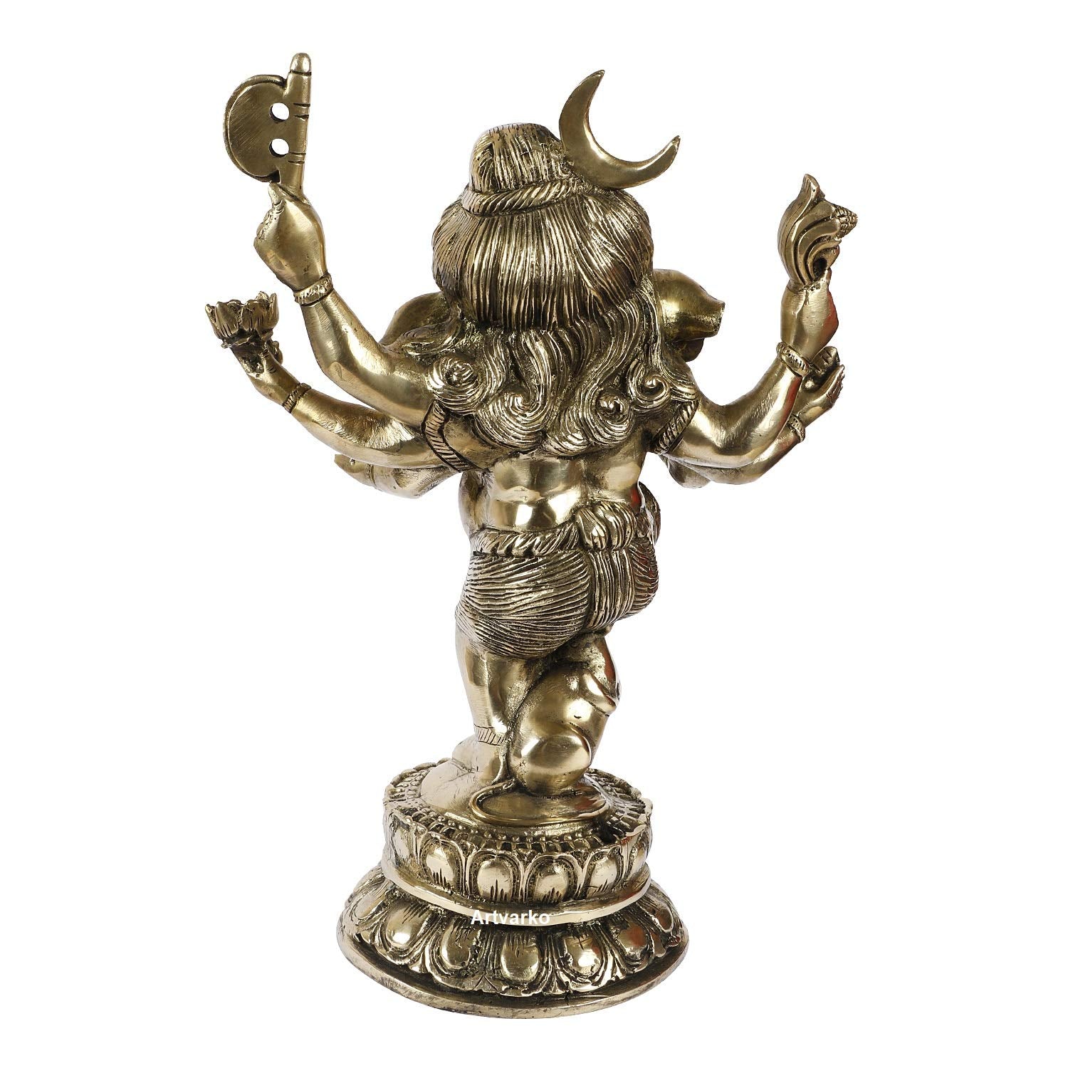 Big Brass Dancing Ganesha Idol Six Arms Moon on Ganesha Head Statue Idol for Home décor/Temple