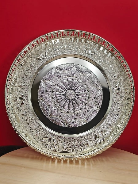 German silver pooja thali set/serving tray/snacks tray - 8 pieces