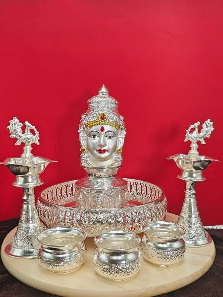 German Silver Pooja thali Combo Set - 8 Pieces