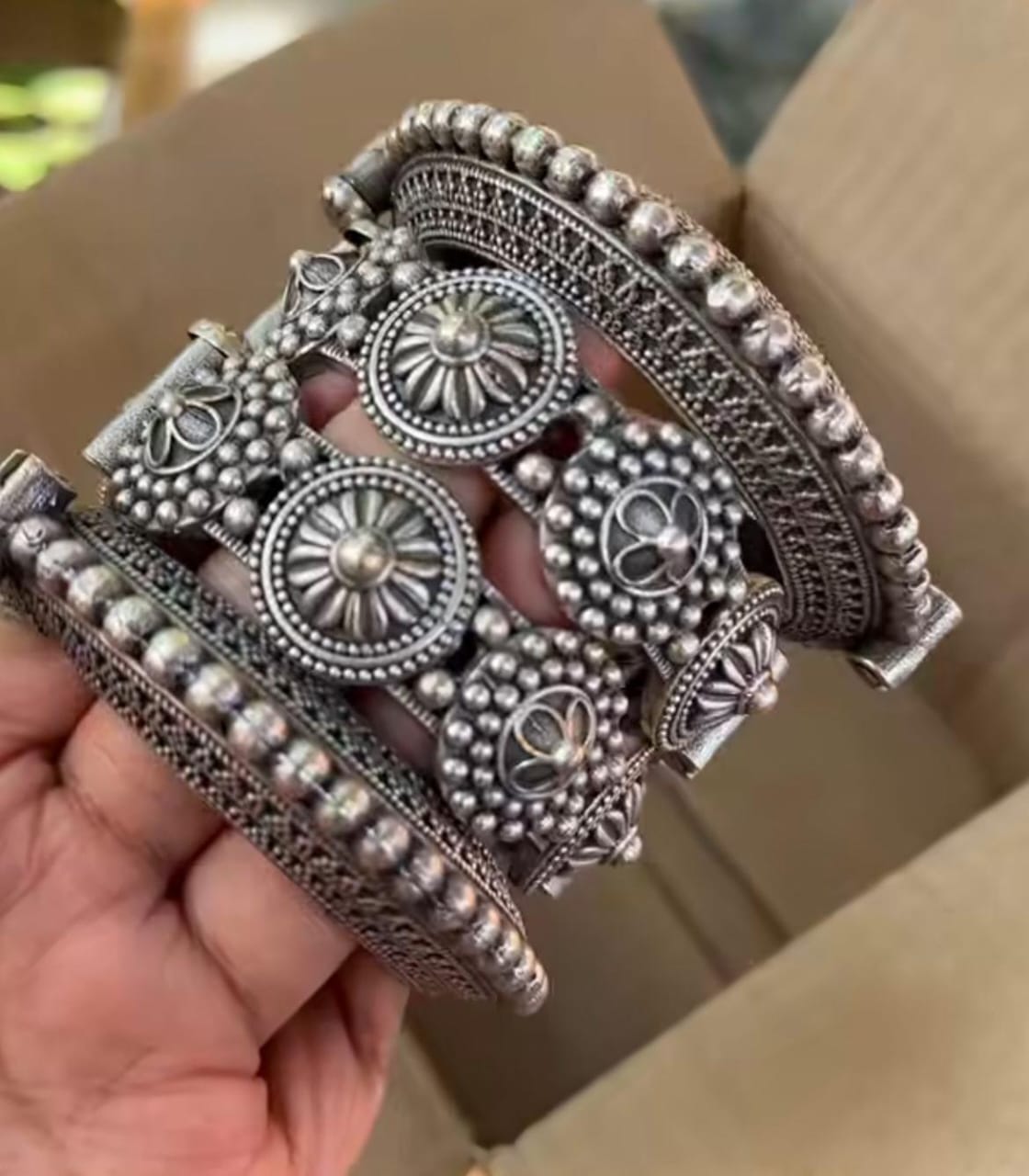 german silver set of 4 openable kada set for women/girls