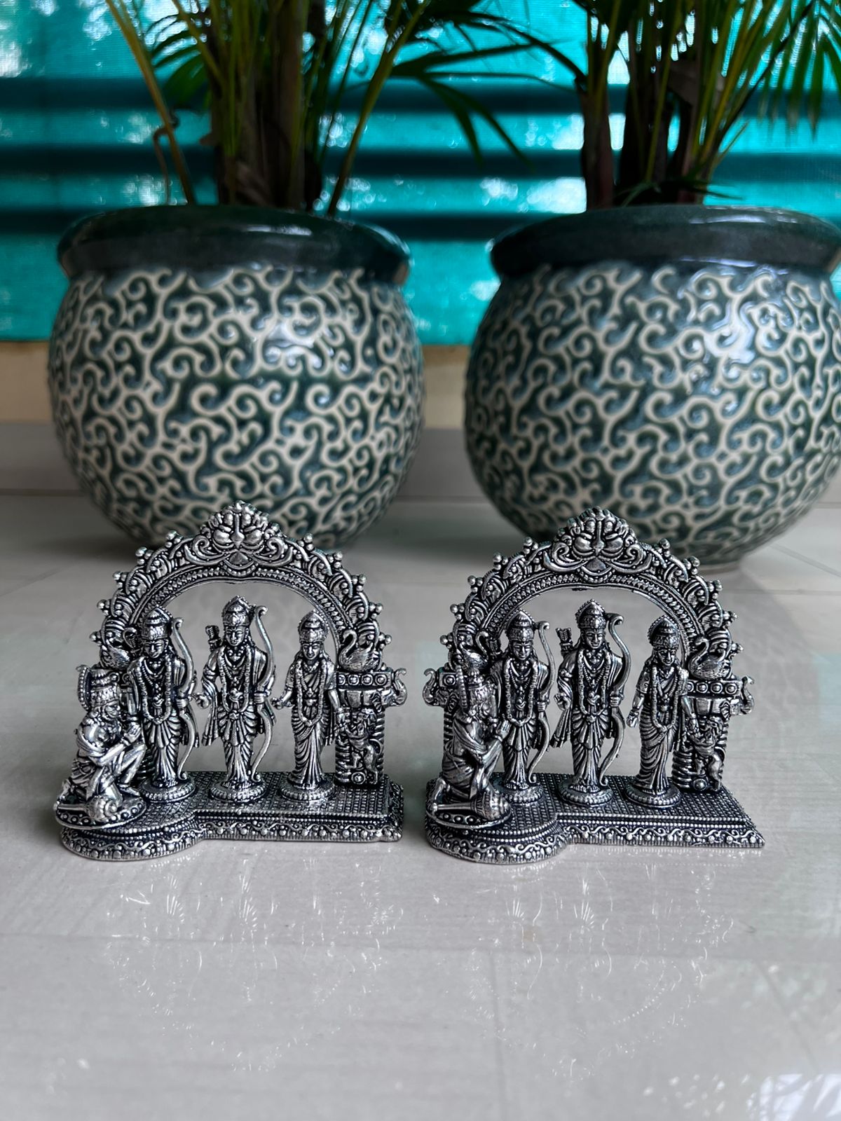 german  silver antique finish ram darbar statue for home / office/ gift item