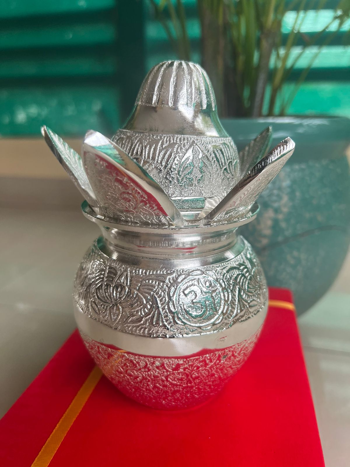 German silver mangal kalash with velvet gift box for pooja/ gift item