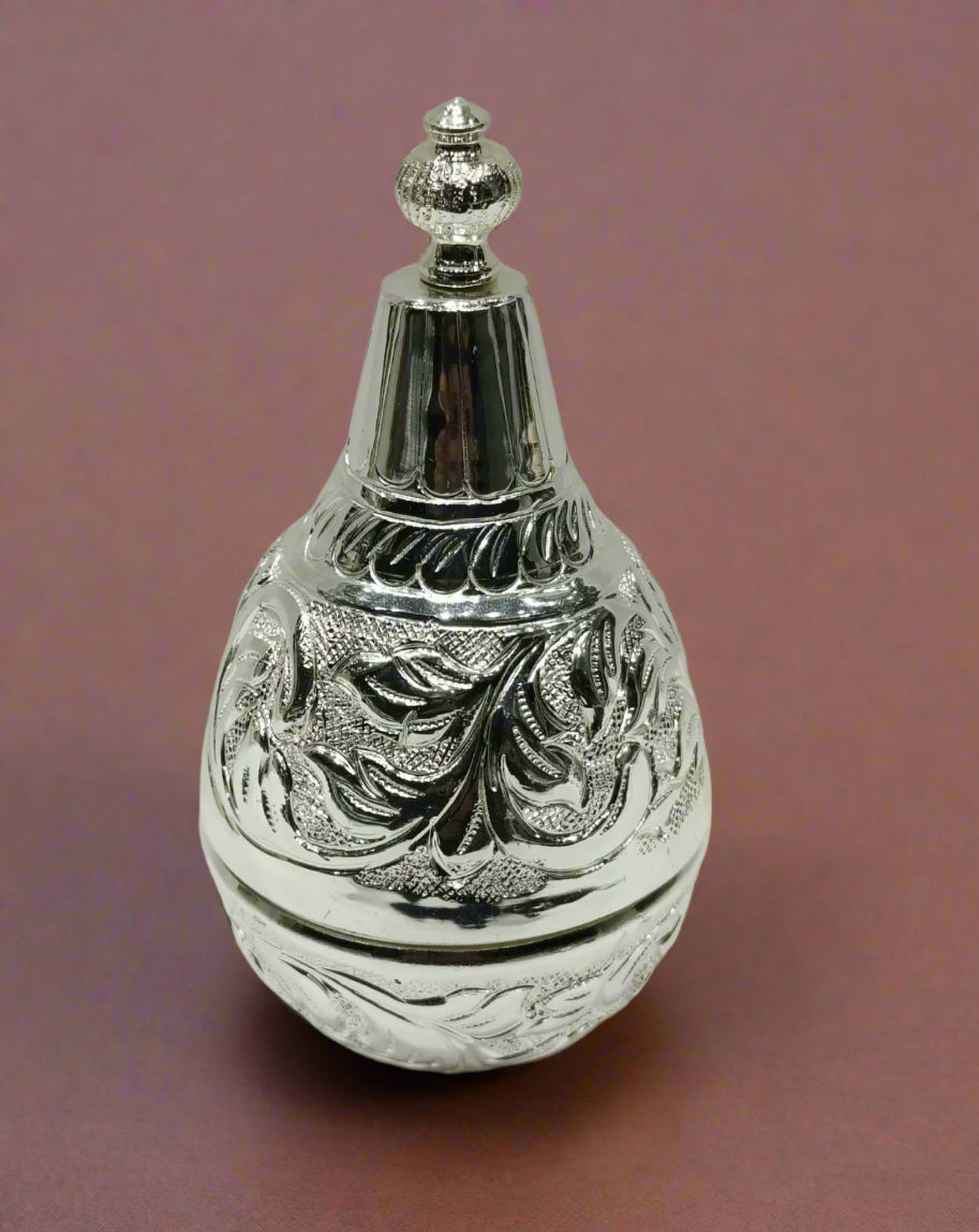 silver plated antique finish openable nariyal for pooja