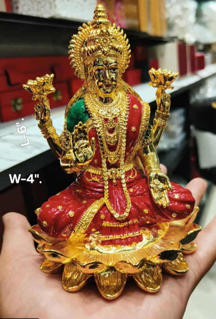 resin with golden and red color lakshmi goddess for home/ office/ gift item