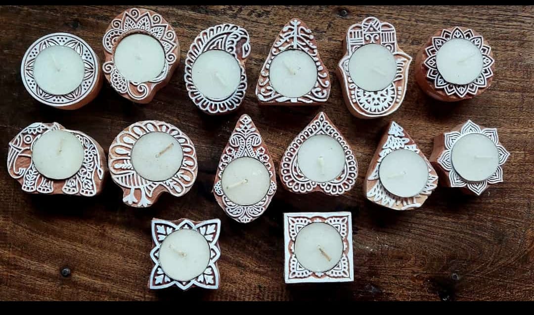 wooden different design tea light holder for diwali décor and gift item