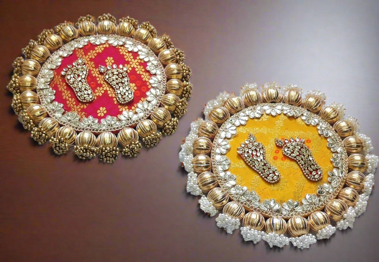 set of 2 lakshmi charan mats for diwali décor / gift item