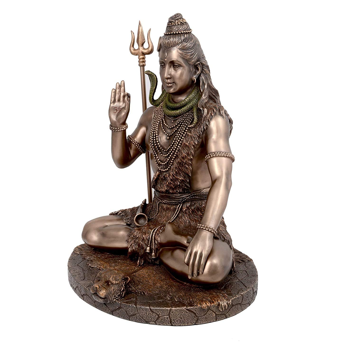 Bronze Finish Resin Lord Shiva in Ashirwad Mudra Decorative Figurine for Home Temple