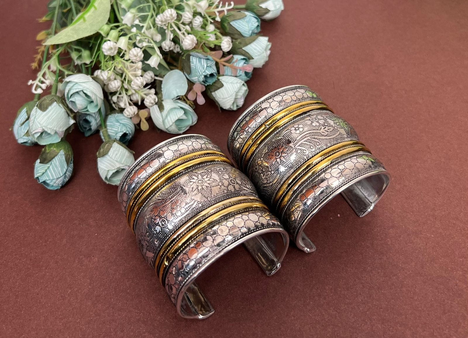 dual tone cuff pairs/bracelet/openable bangles