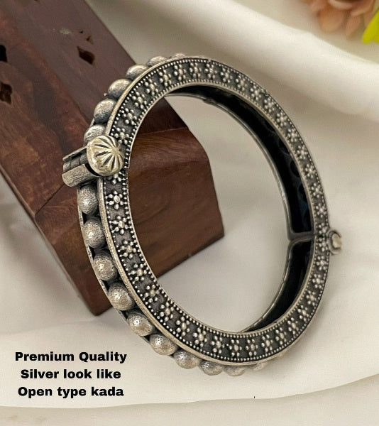 oxidised pair of silver openable kada bracelet bangle pair gift for her