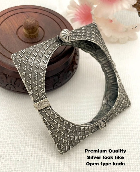 oxidized square shape kada/openable bangle set/bracelet gift for her