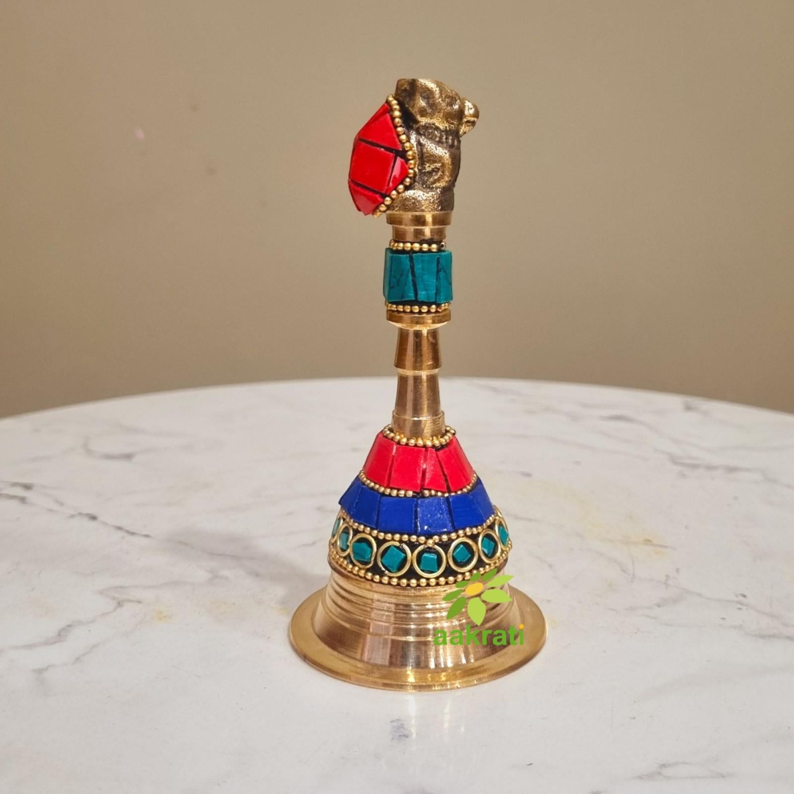 Brass with Stone Work Bell for Temple/Gift Item