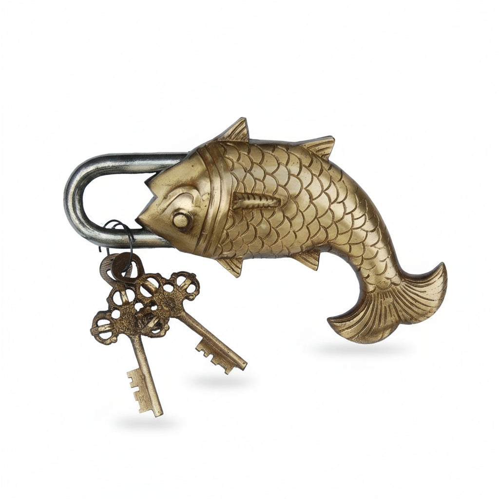 Brass Fish Shape Padlock for Home décor/Brass Safety