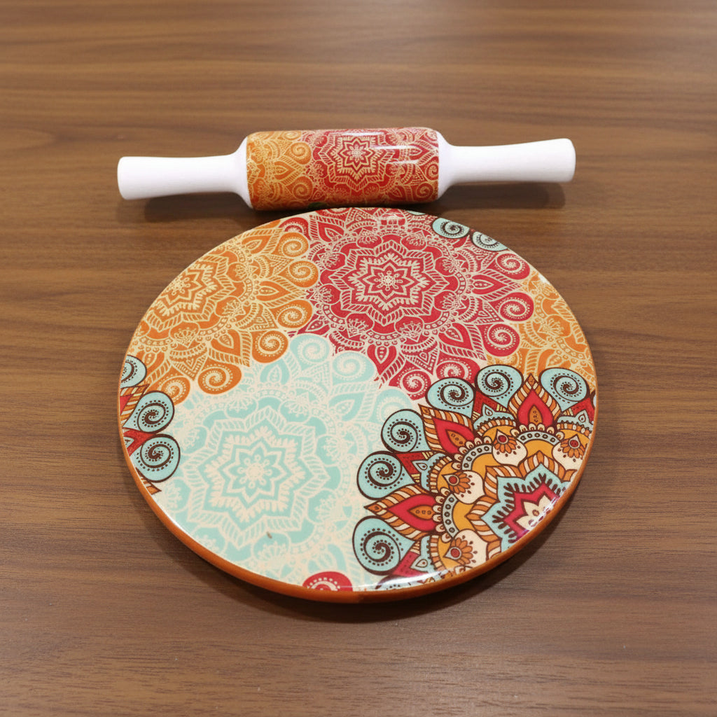Marble Hand Carved Heavy chakla and a Wooden Polished belan