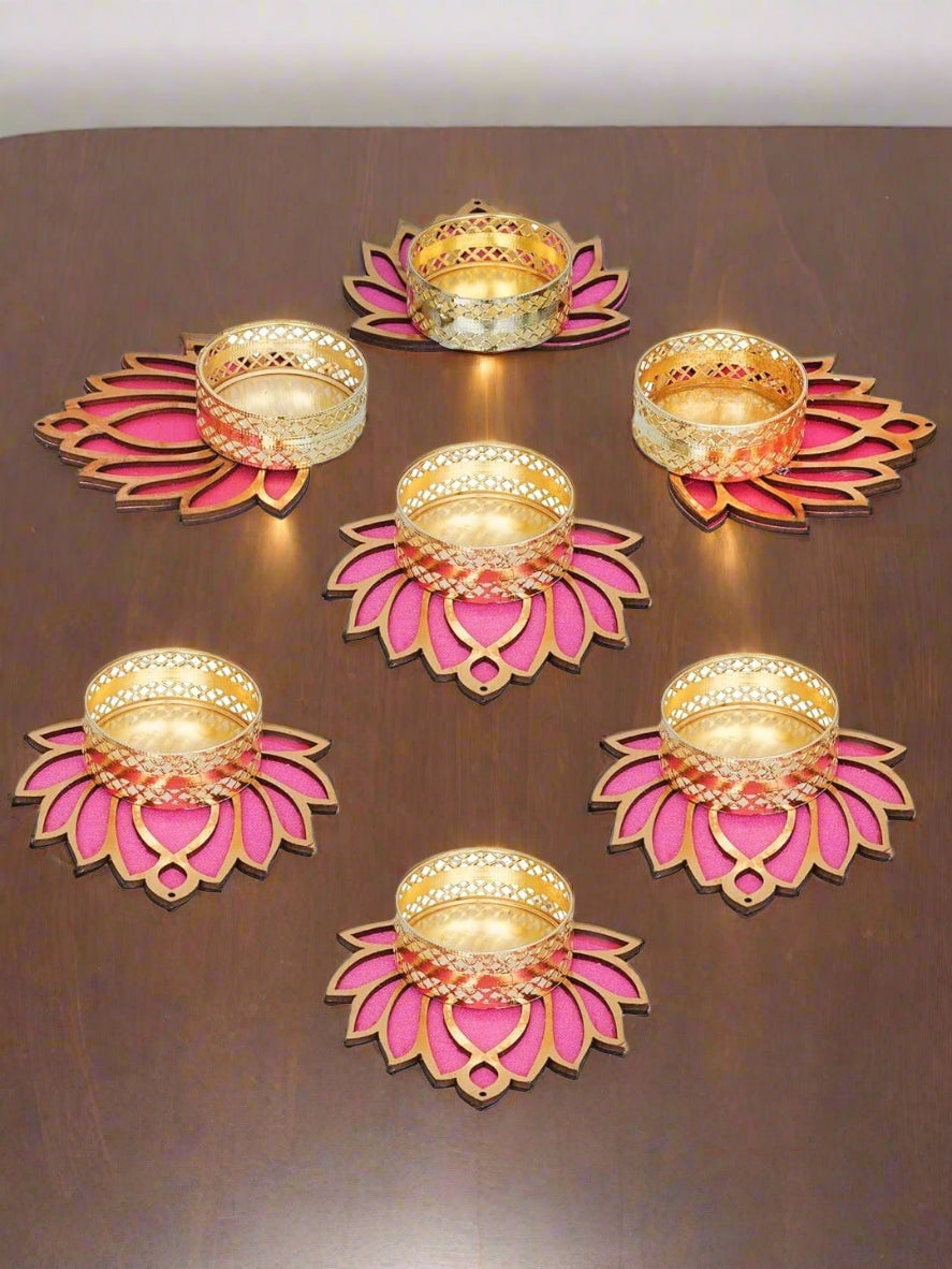 pink lotus tea light holder for diwali 50 pieces set