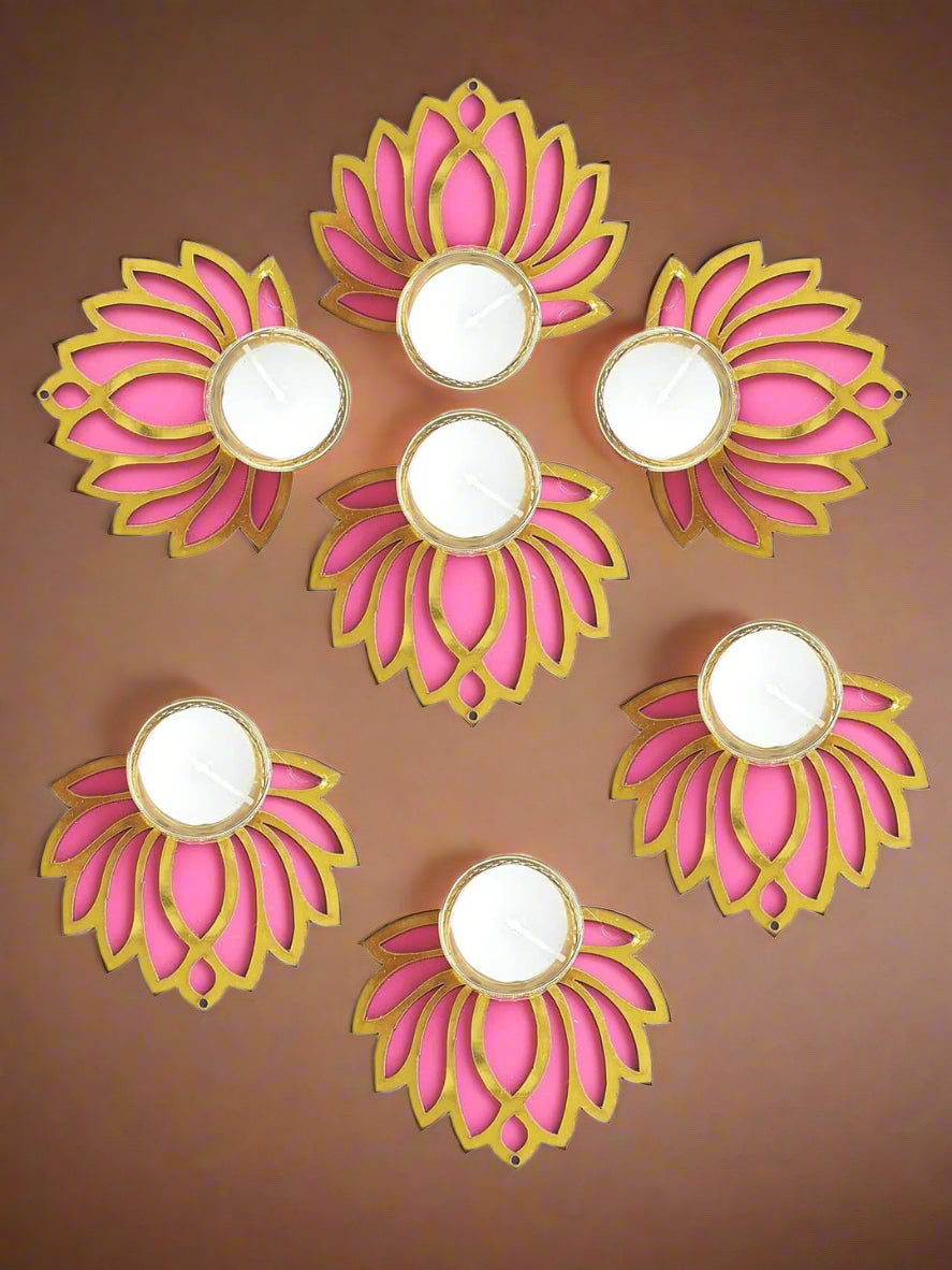 pink lotus tea light holder for diwali 50 pieces set