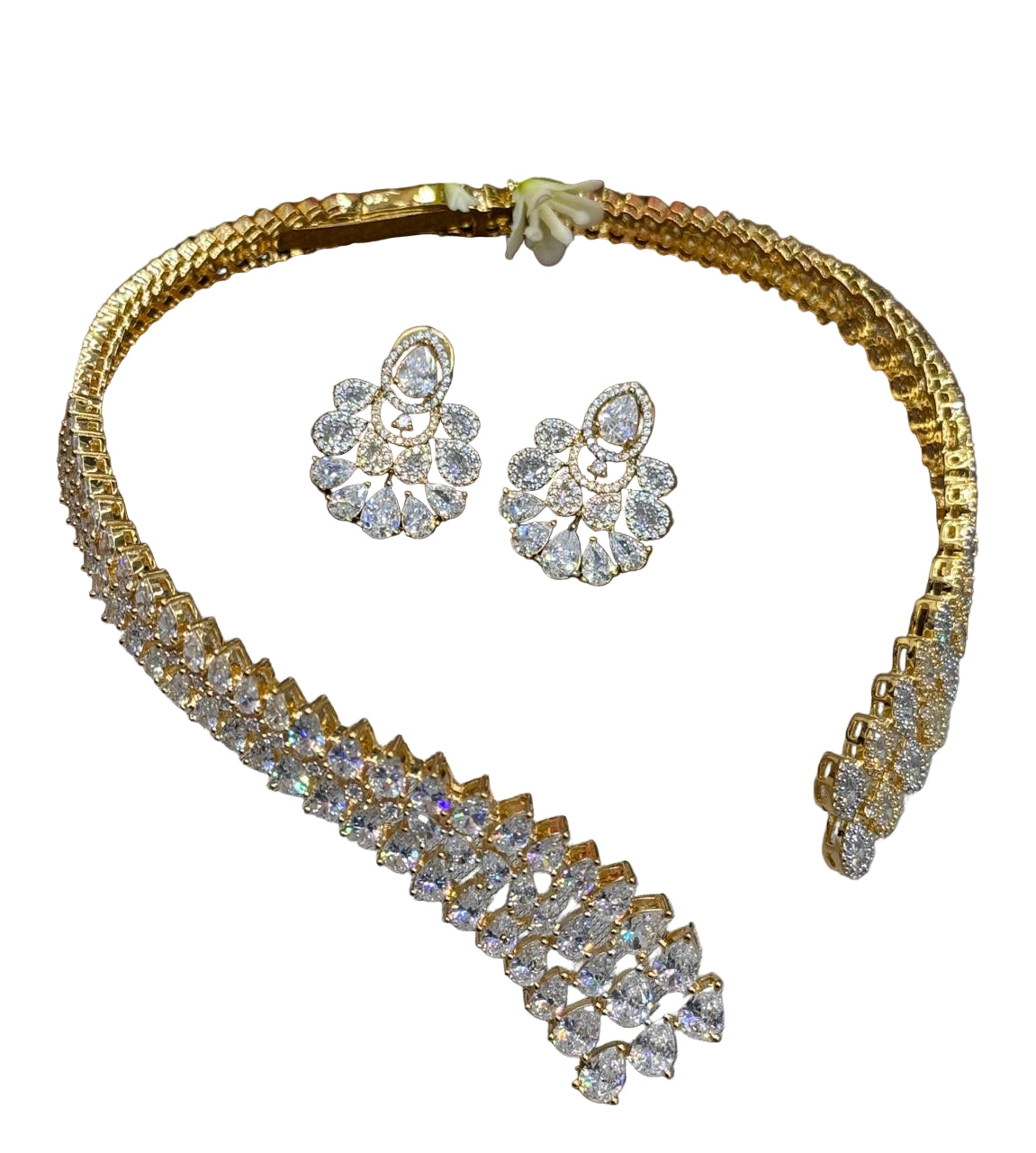 Artificial Stone Necklace Set with Matching Earrings for Women