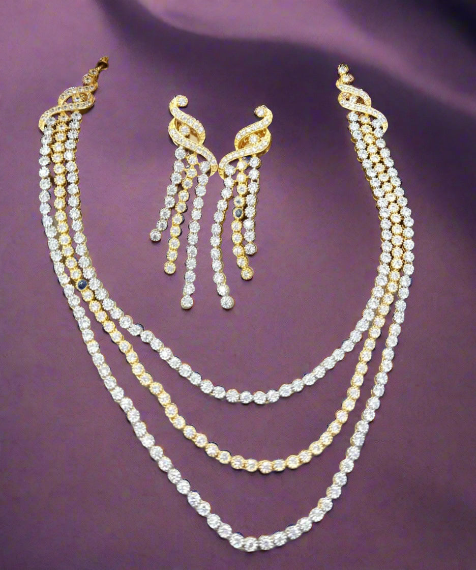 dula tone necklace with matching earrings for women on occasion of diwali/ anniversary/ wedding