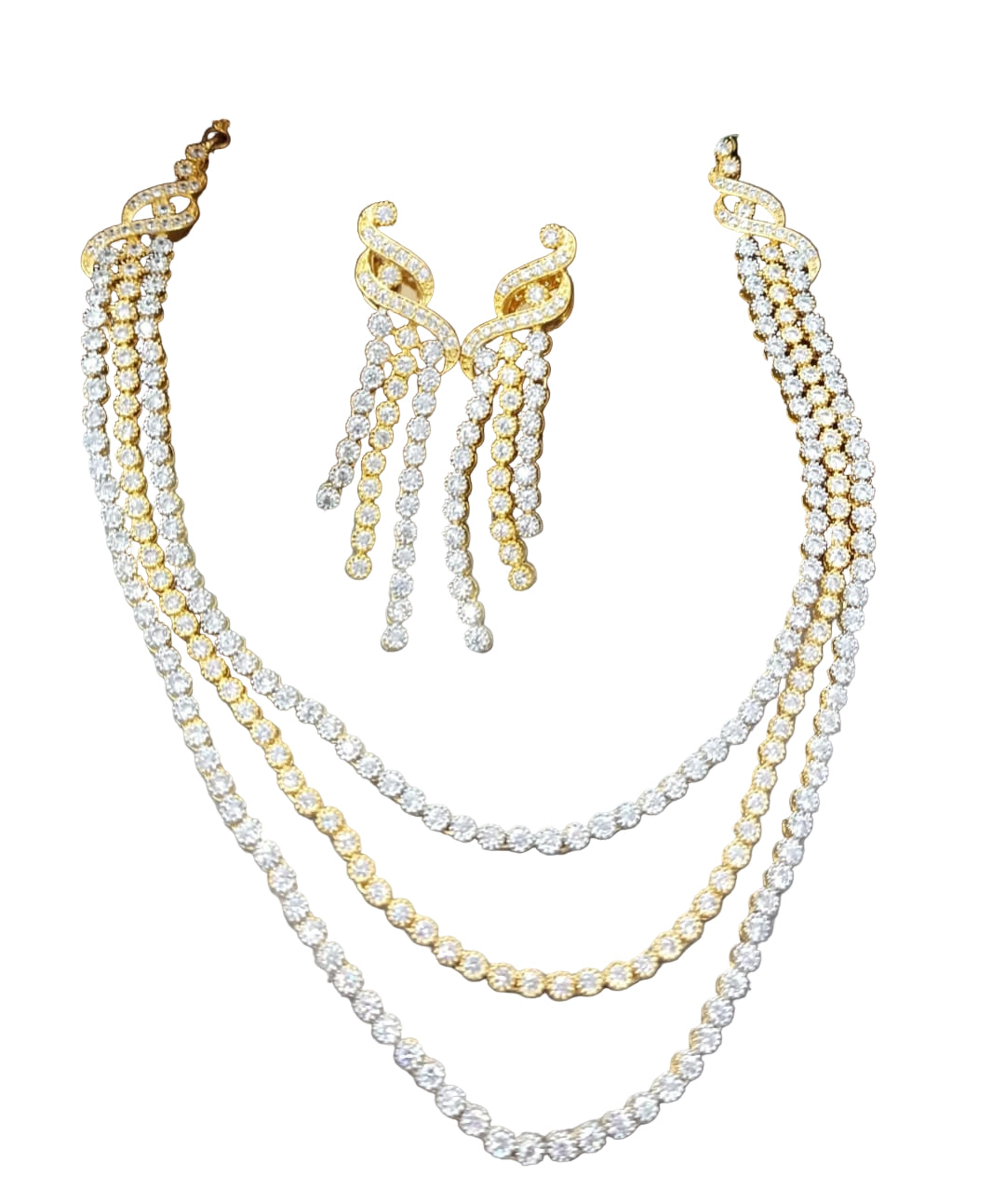 dula tone necklace with matching earrings for women on occasion of diwali/ anniversary/ wedding