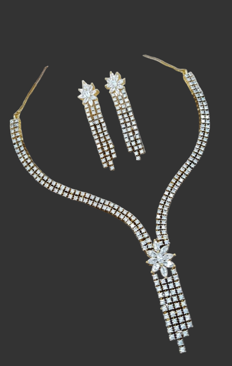 artificial flower necklace with matching earrings for women on occasion of diwali/ anniversary/ wedding