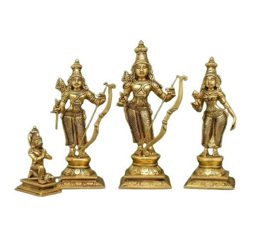 Brass ram Darbar Statue 12"" Lord Hanuman, Ramji, Sita, Lakshman for Temple, Weight : 8 kg, Golden