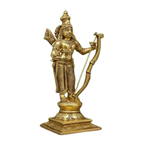 Brass ram Darbar Statue 12"" Lord Hanuman, Ramji, Sita, Lakshman for Temple, Weight : 8 kg, Golden