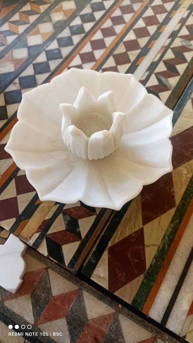 White Marble urli/Bowl/Plate with Lotus Tea Light Holder  for Home Decor/Valentine Day Dinner