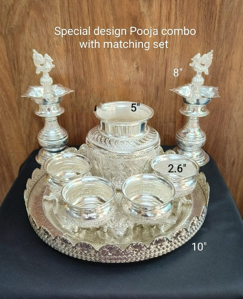German Silver Combo Pooja thali Set