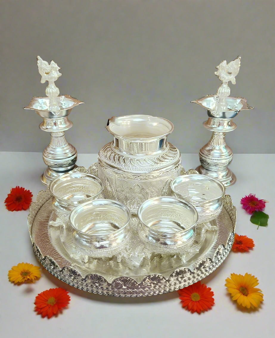 German Silver Combo Pooja thali Set